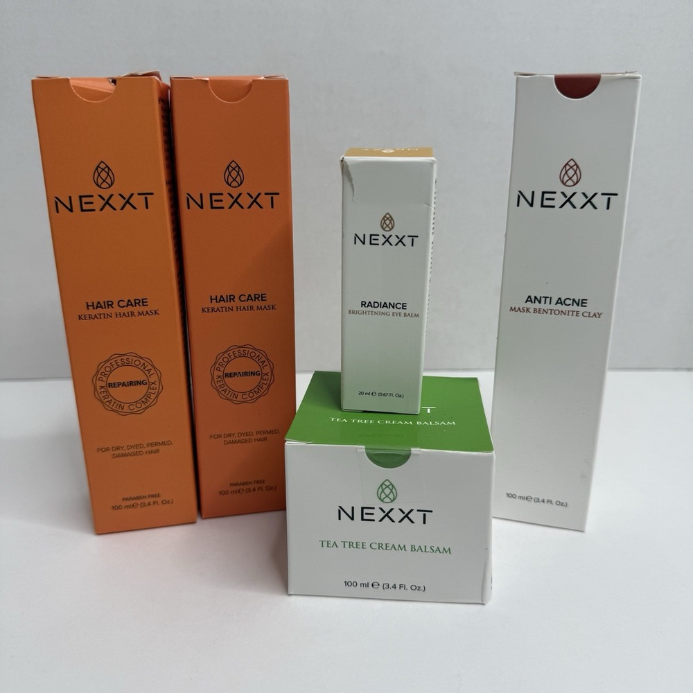 Nexxt Beauty 5 Pc Bundle Keratin Hair Mask Eye Balm Tea Tree Acne Set